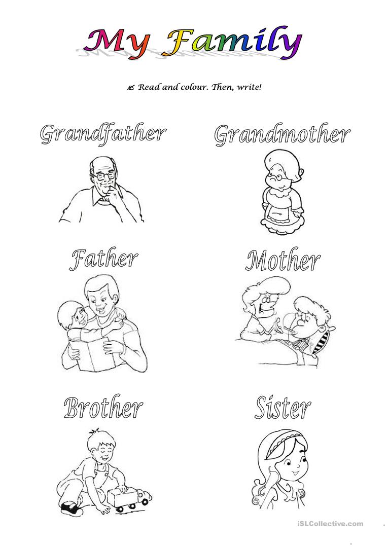 Family Member Worksheets For Kindergarten  673029