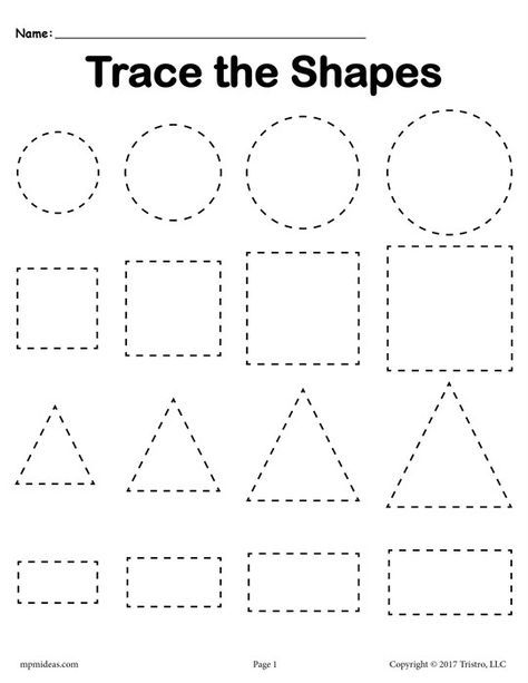 3 Free Tracing Shapes Worksheets