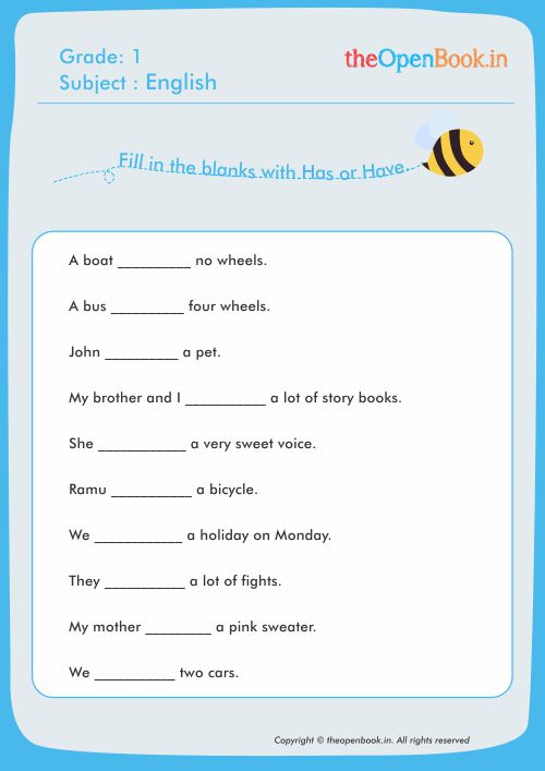 Fill In The Blanks With Has Or Have
