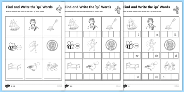 Find And Write The Qu Words Differentiated Worksheet   Activity