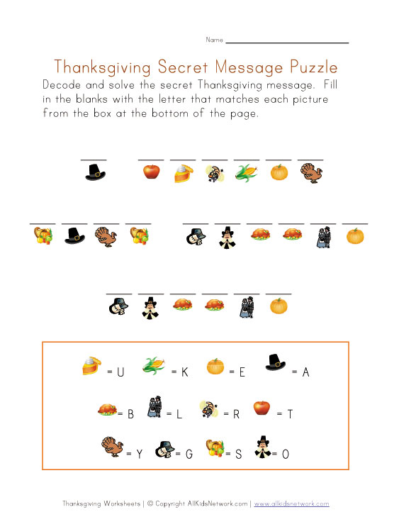 Free Kindergarten Thanksgiving Worksheets Printables