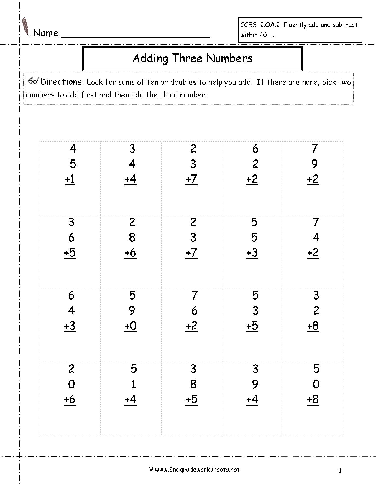 Free Math Worksheets 2nd Grade Addition And Subtraction 753383