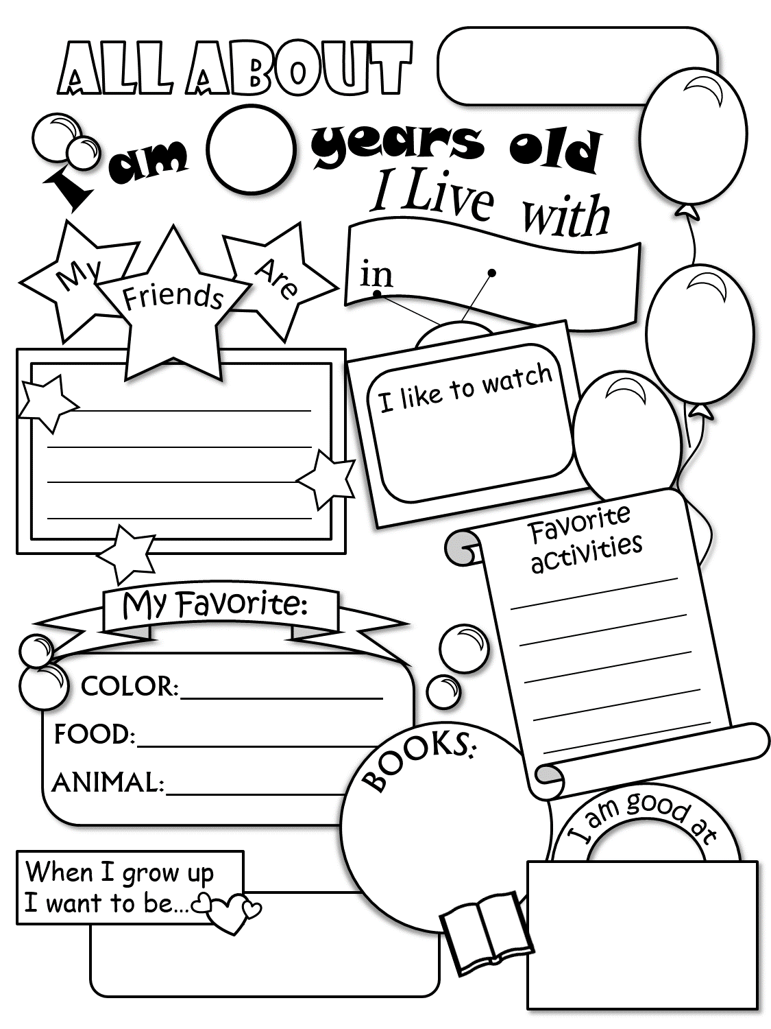 Free Printable All About Me Worksheet Preschool 1024351