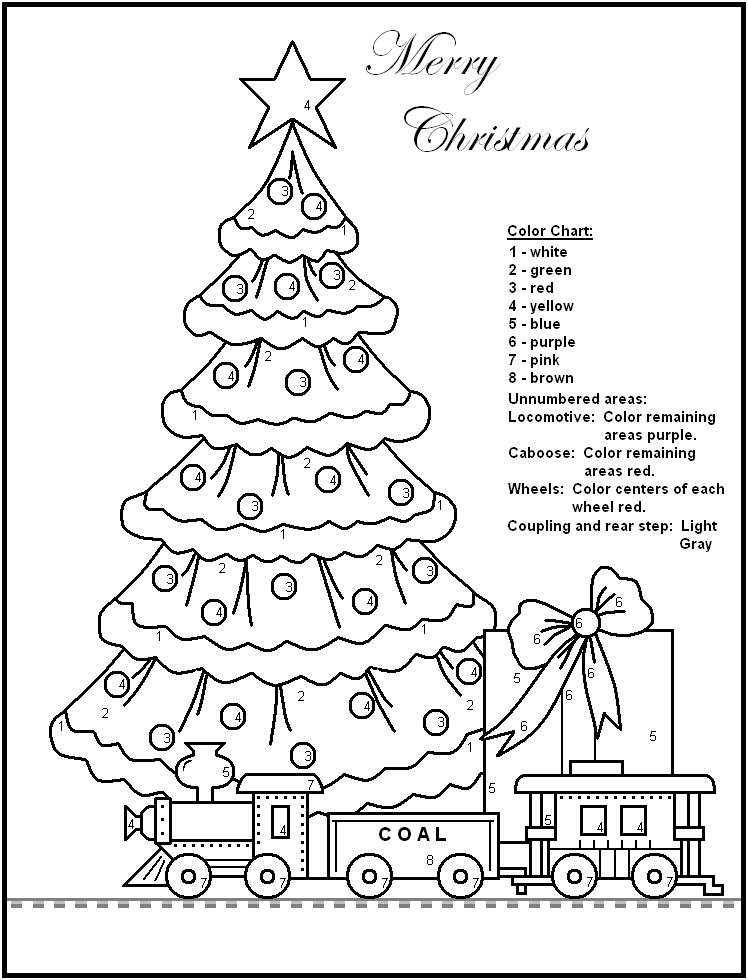 Free Printable Christmas Color By Number Worksheets Christmas