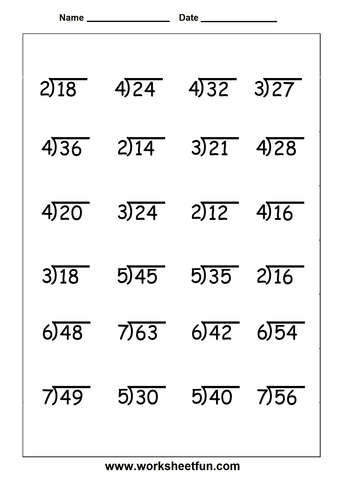 Free Printable Division Worksheets For 4th Grade