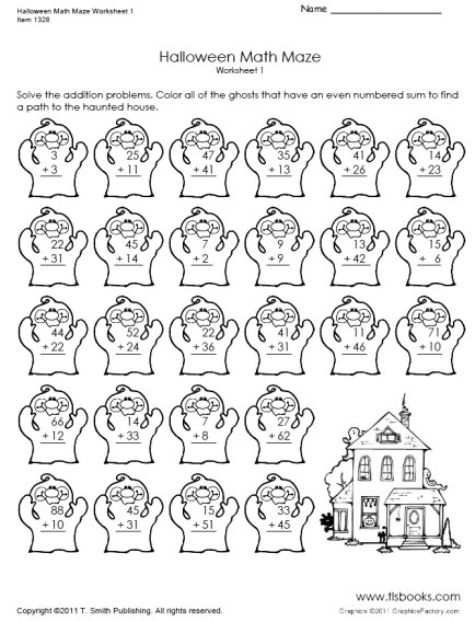 Free Printable Halloween Math Worksheets First Grade  2610