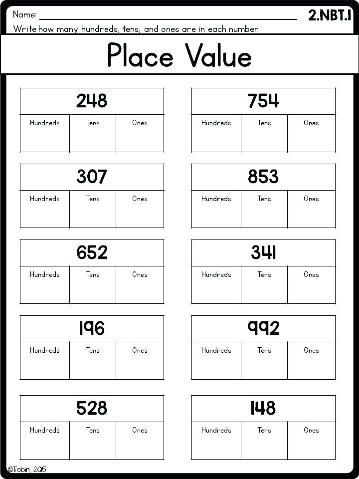 Free Printable Place Value Worksheets For 1st Grade Second Math Free Printable Place Value Worksheets For 1st Grade Second Math