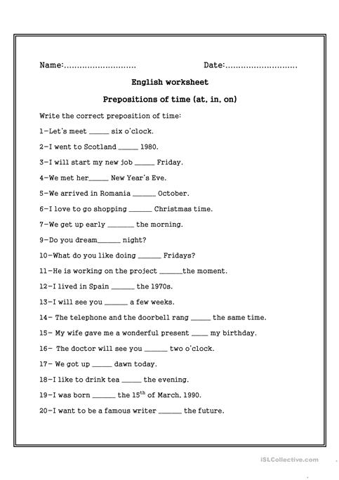 Free Printable Preposition Worksheets For Kindergarten 587545