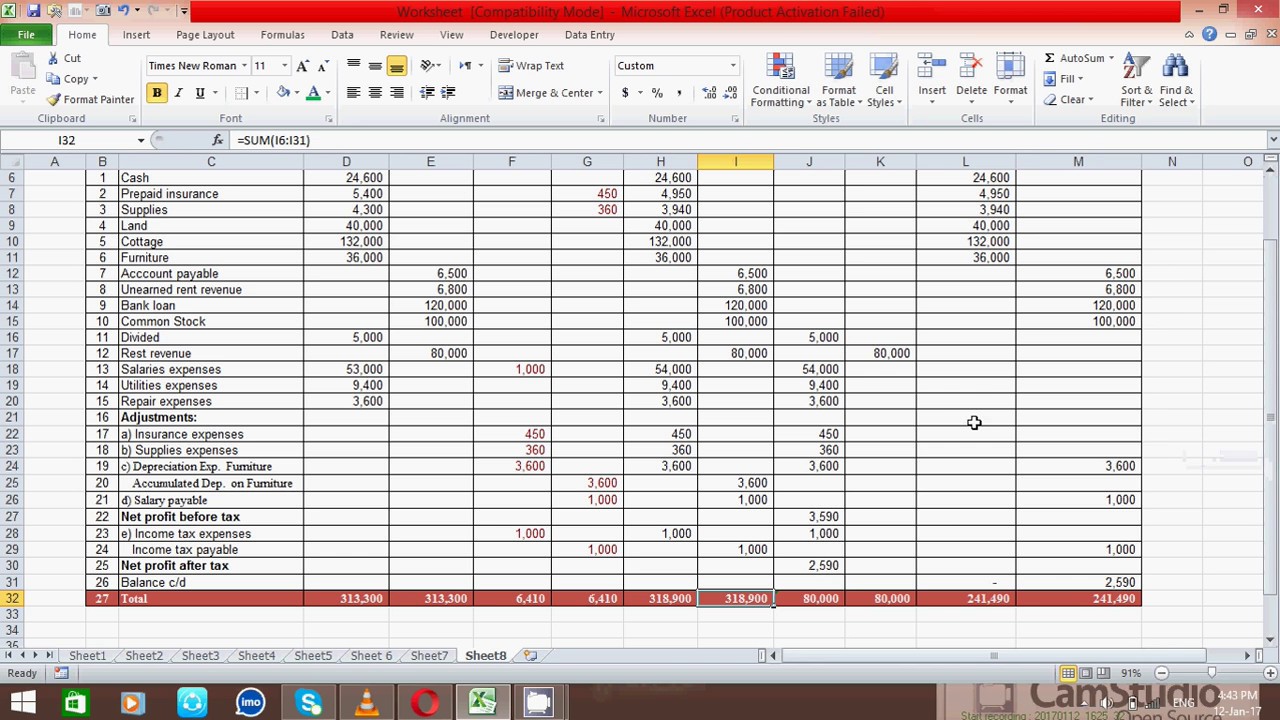 How To Prepare Ten Column Worksheet In Excel Unfold Sheet (samir