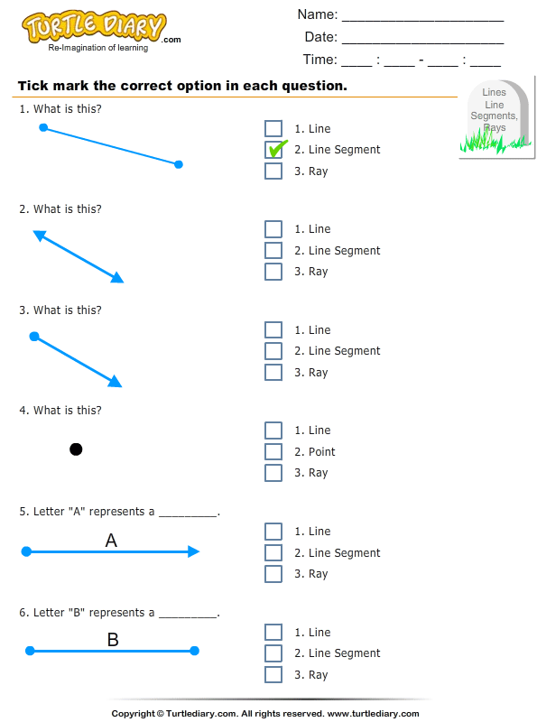 Identify Point, Line, Ray, And Line Segment Worksheet