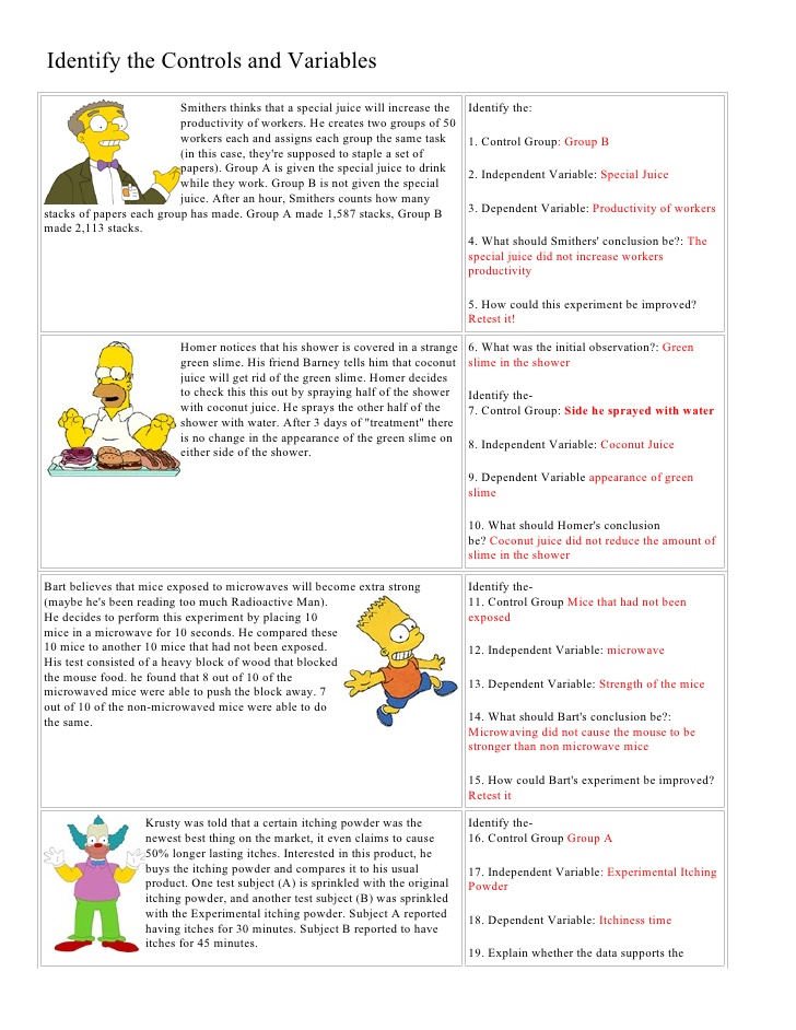 Independent And Dependent Variables Worksheet Science, Independent