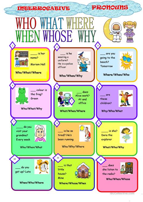 Interrogative Pronouns Worksheet