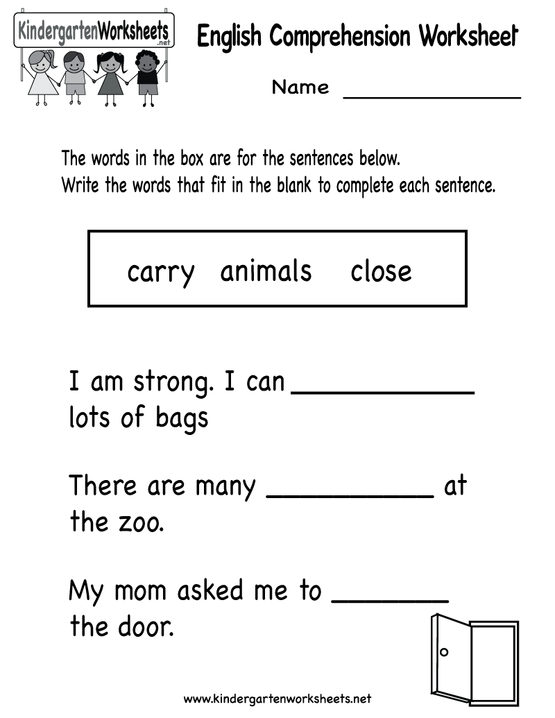 Kindergarten English Worksheets Free Printable 1089829