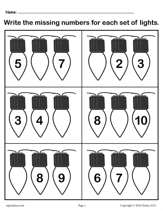 Kindergarten Math Worksheets Missing Numbers 1 10  1314933