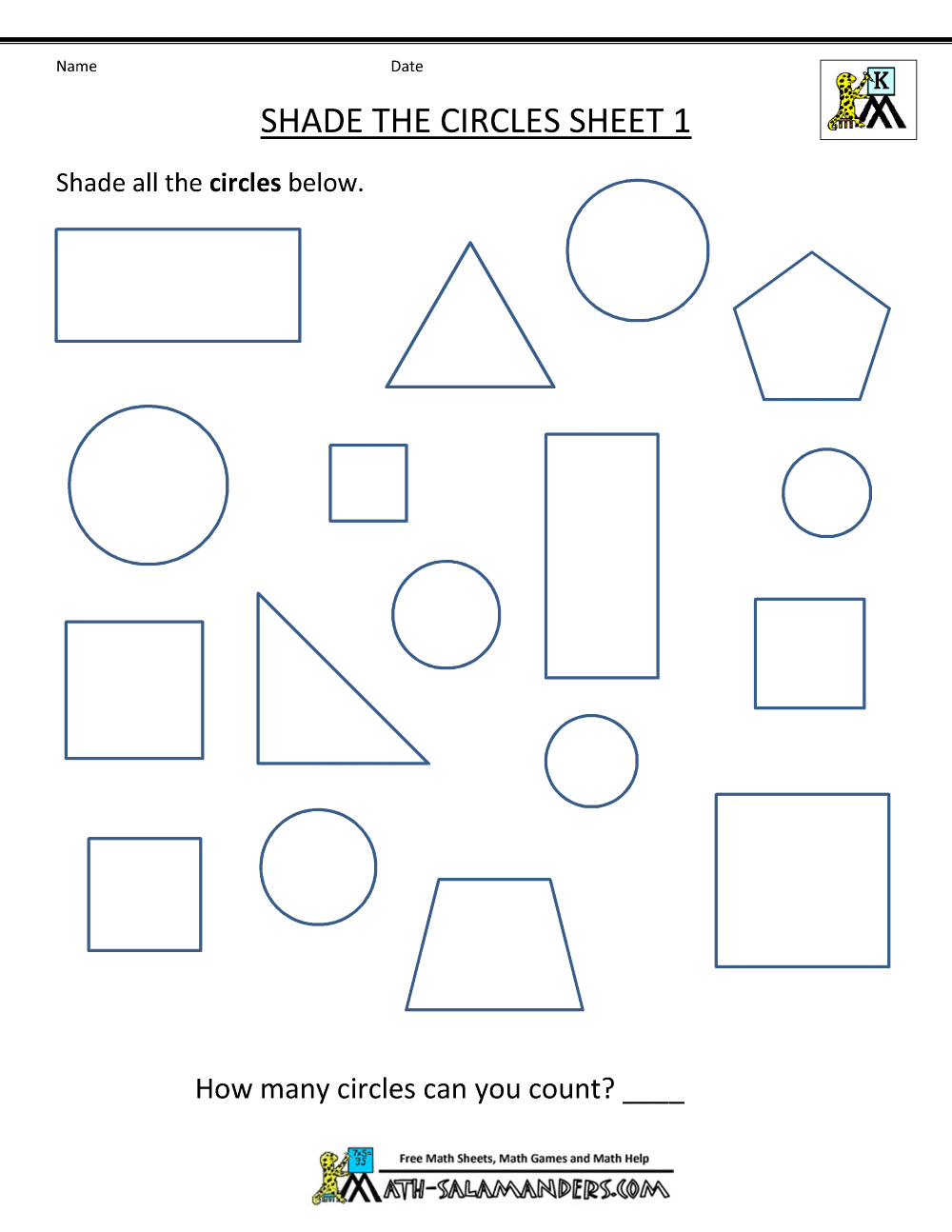 Kindergarten Shapes Worksheets Free  1162781