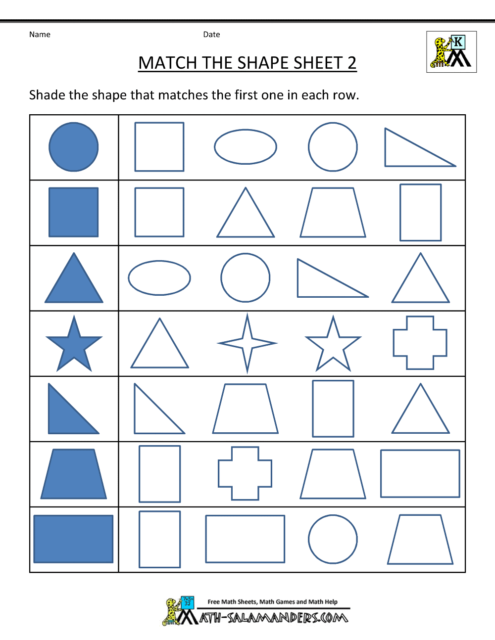 Kindergarten Shapes Worksheets Printable 1249152