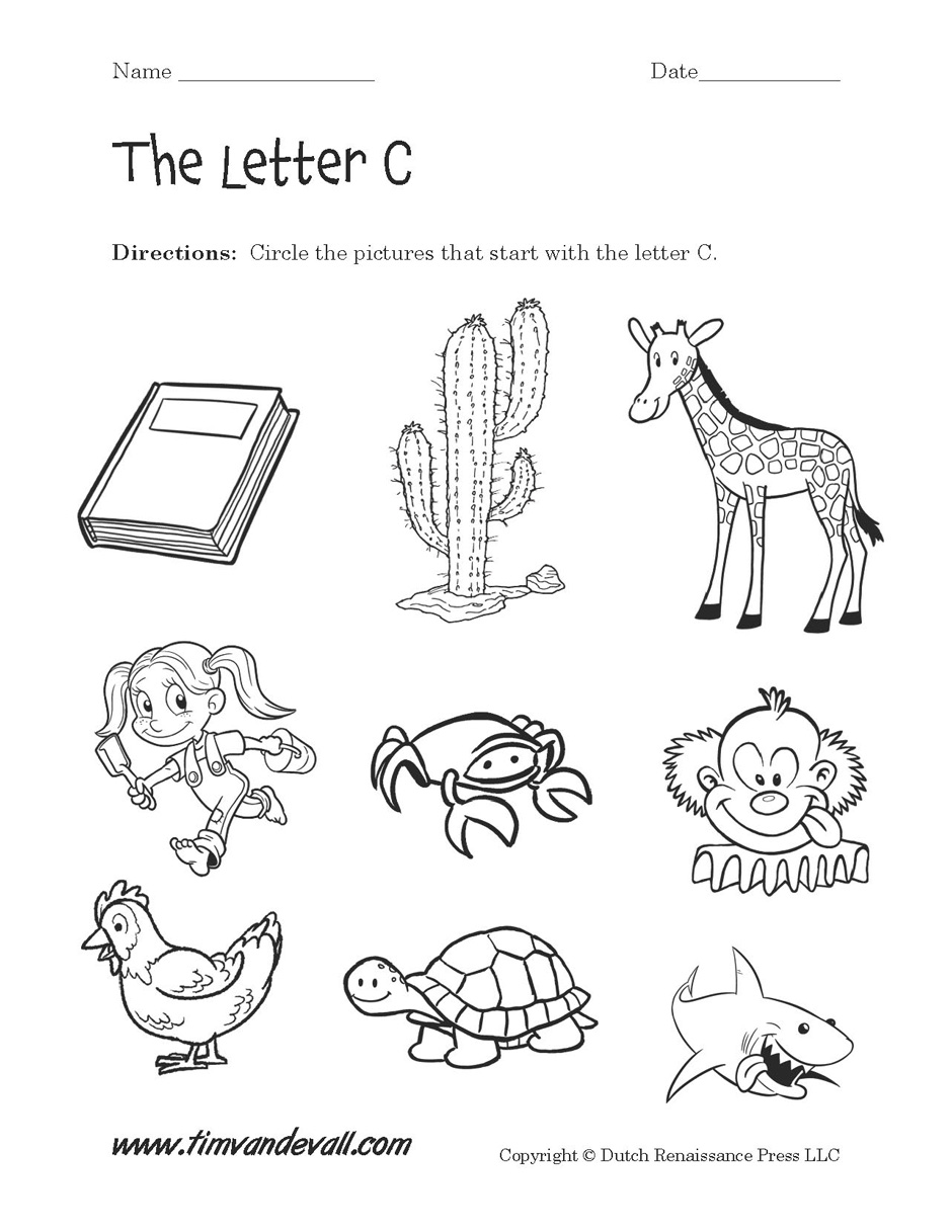 Kindergarten Worksheets For The Letter C  1338236