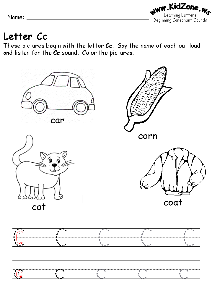 Kindergarten Worksheets On The Letter C 1011608