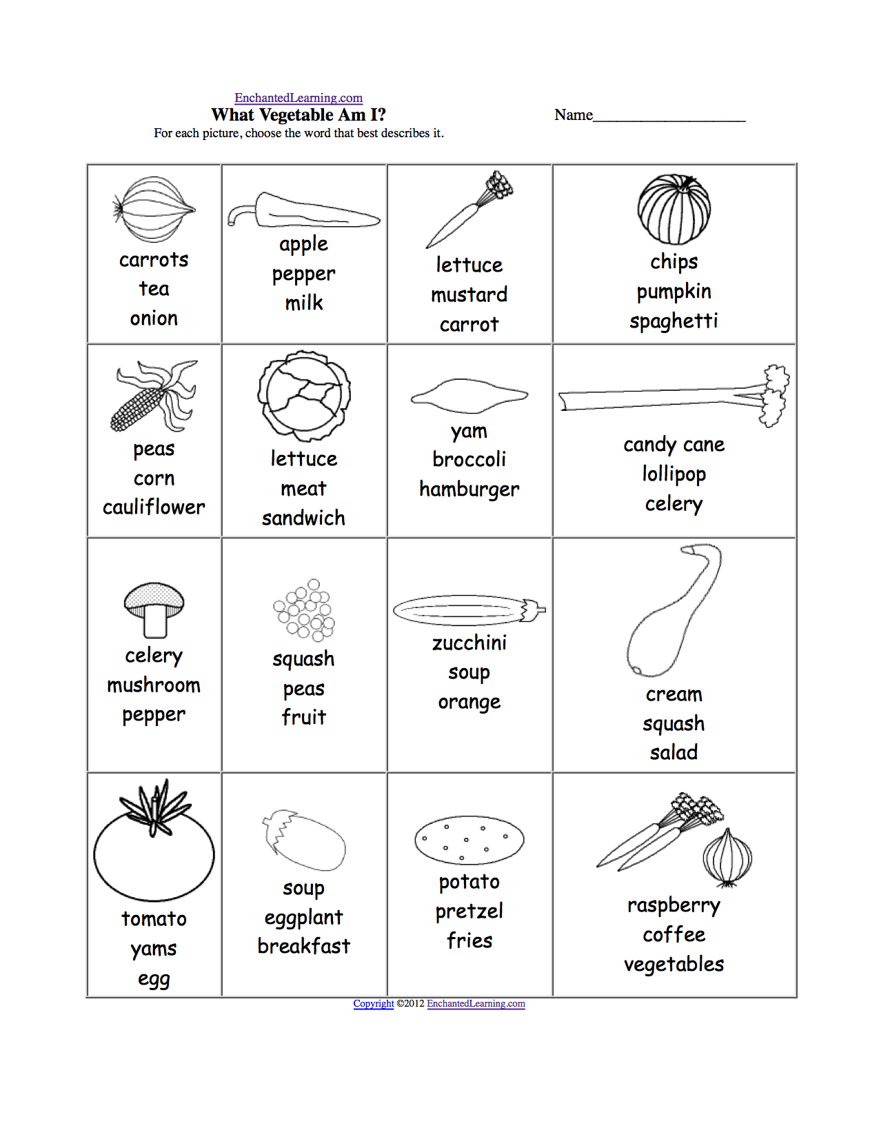 Kindergarten Worksheets On Vegetables  1278999