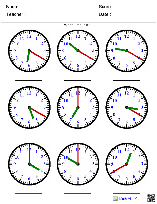Learning To Tell Time Worksheets  662535