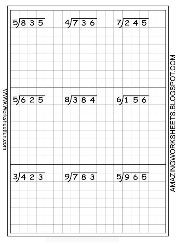 Long Division Worksheets  Free Using Graph Paper Keeps The