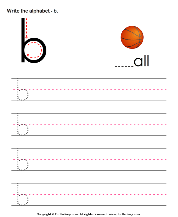 Lowercase Alphabet Writing Practice B Worksheet