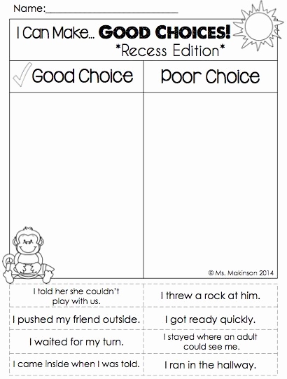 Making Good Choices For Kids Worksheets Worksheets For All