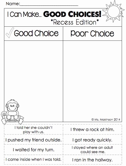 Making Choices Worksheets Making Choices Worksheets
