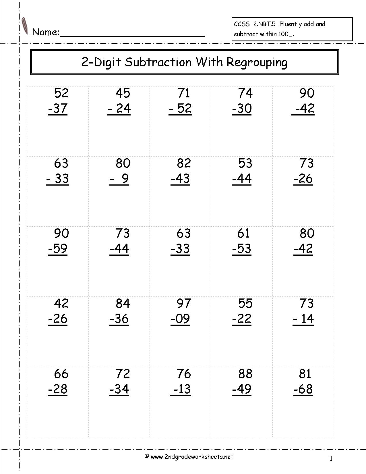 Math Addition And Subtraction Worksheets 2nd Grade 69866