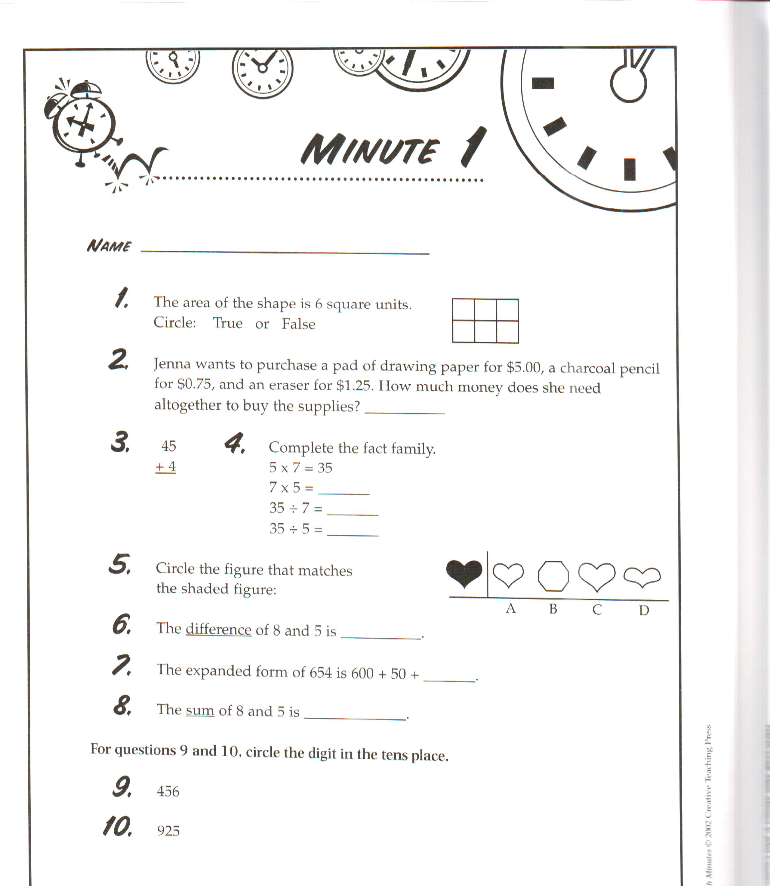 Math Minutes Worksheets The Best Worksheets Image Collection