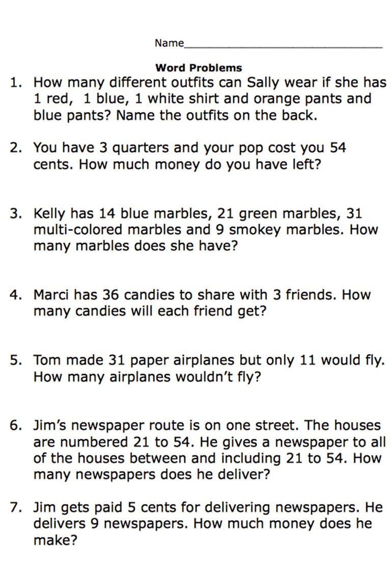 Math Problem Solving Worksheets Second Grade  14370