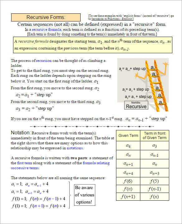 Math Sequence Worksheets Pdf  939647