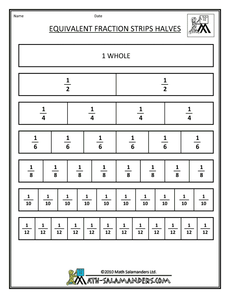 Math Worksheet 3rd Grade Equivalent Fractions Fraction Strip
