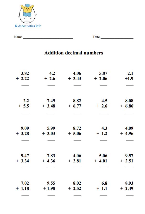 Math Worksheets 5th Grade Decimals 196509 | Free Worksheets Samples