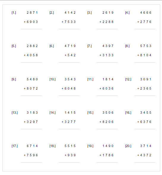 Math Worksheets Adding Subtracting Multiplying Dividing | Free ...