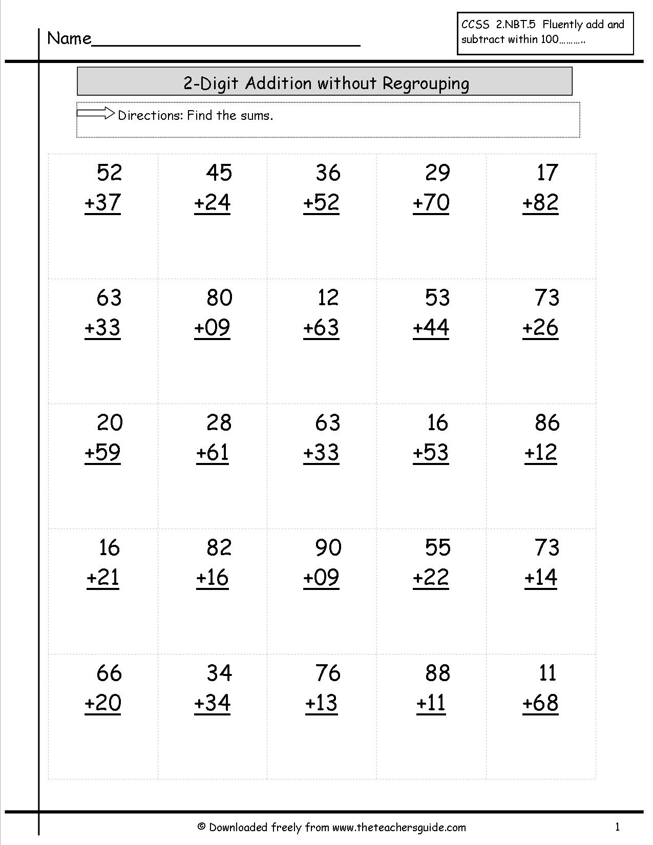 Double Digit Addition Worksheets Double Digit Addition Worksheets