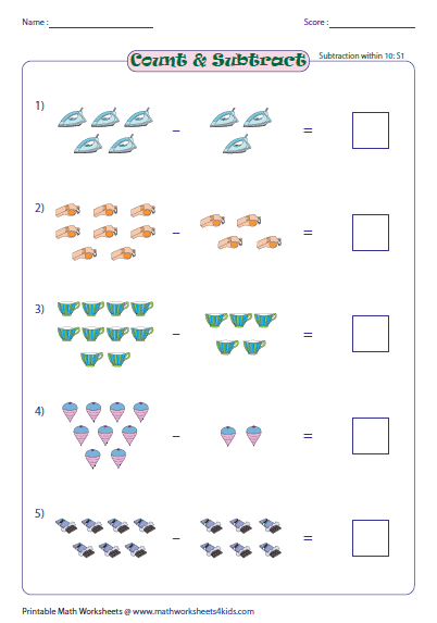 Math Worksheets Grade 1 Subtraction  1304284