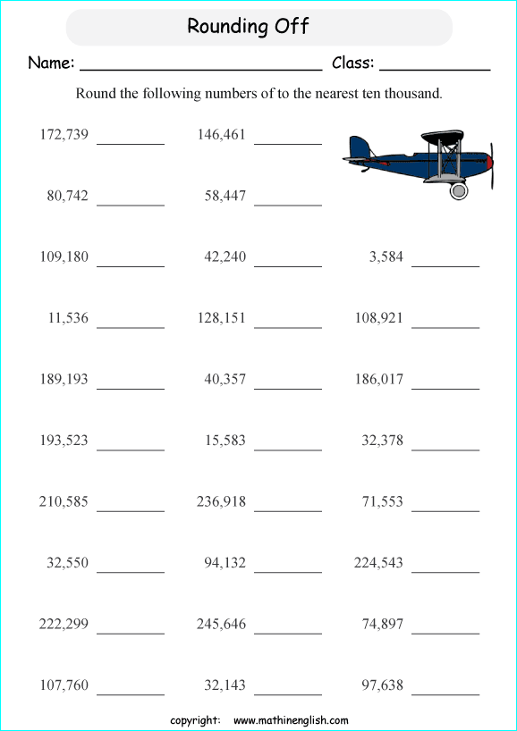Math Worksheets Rounding To The Nearest Ten Thousand  1080098