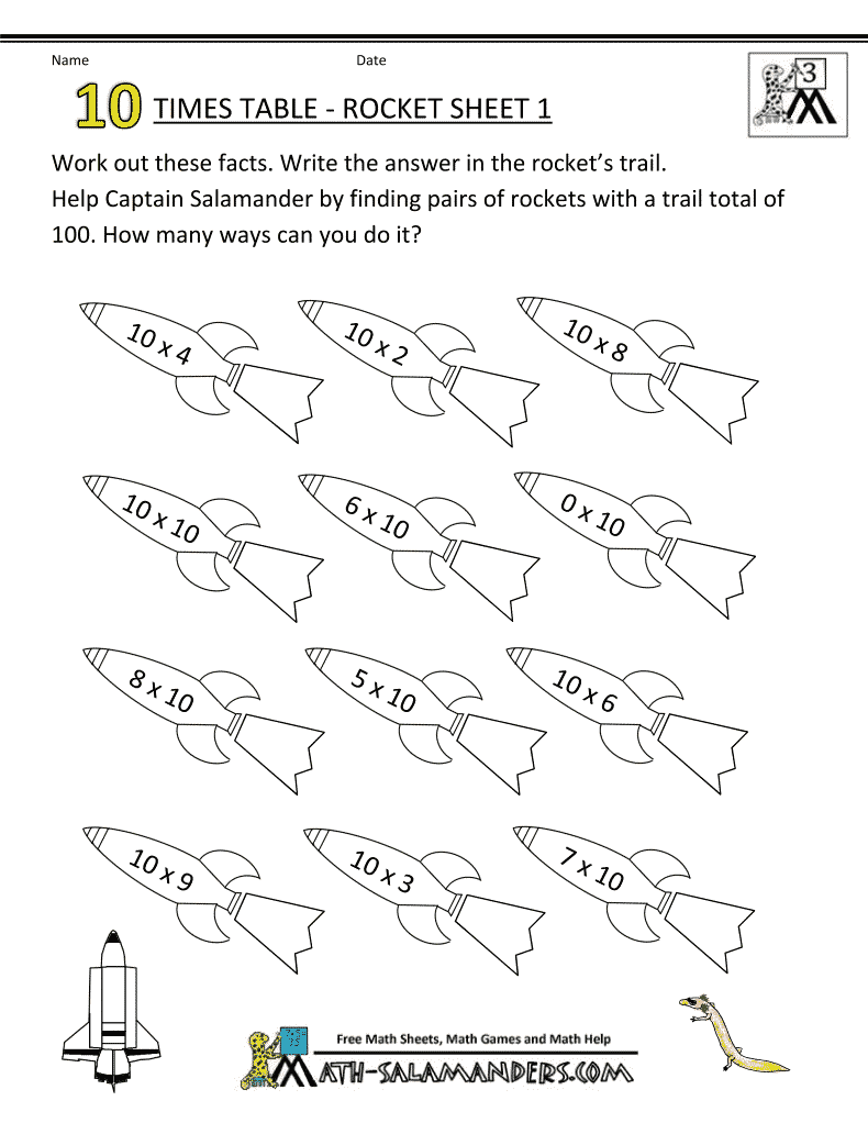 Maths Worksheets 10 X Table 206100 | Free Worksheets Samples