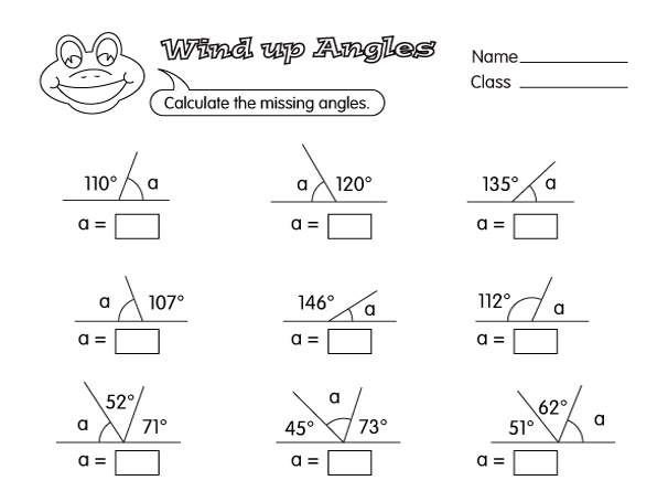 Maths Worksheets Angles On A Straight Line