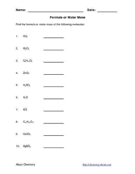 Molar Mass Worksheet Answers The Best Worksheets Image Collection