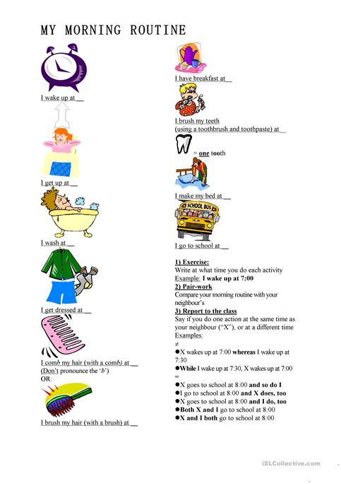Morning Routine (daily Routine) Worksheet