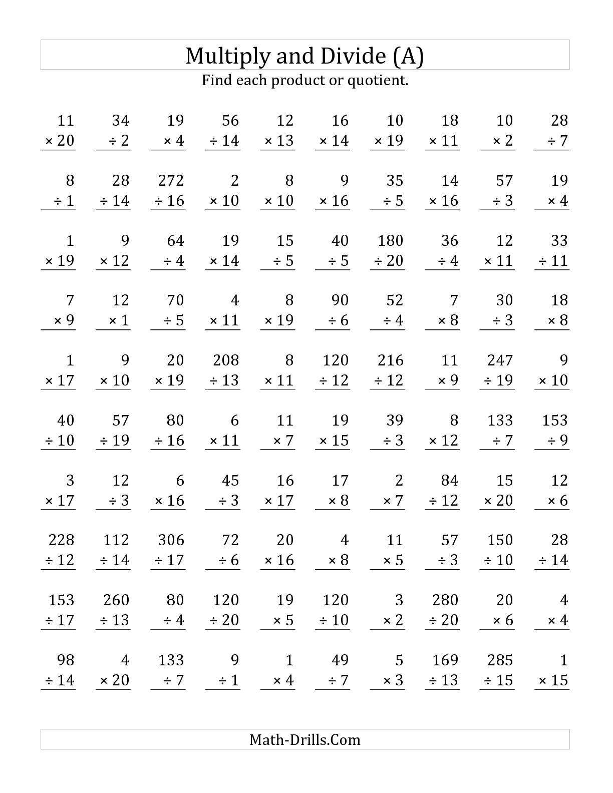 Multiplication And Division Mixed Review Worksheets  397603