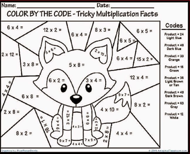 Multiplication Coloring Worksheets Grade 4 909395