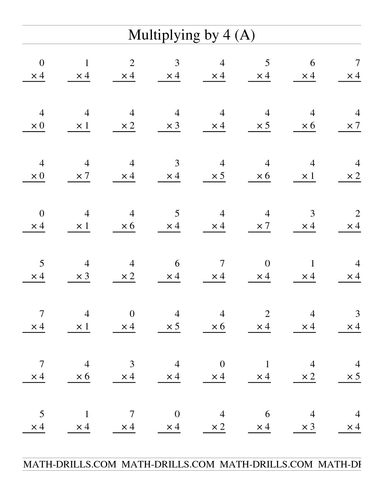Multiplication Drill Worksheets Grade 4 599225
