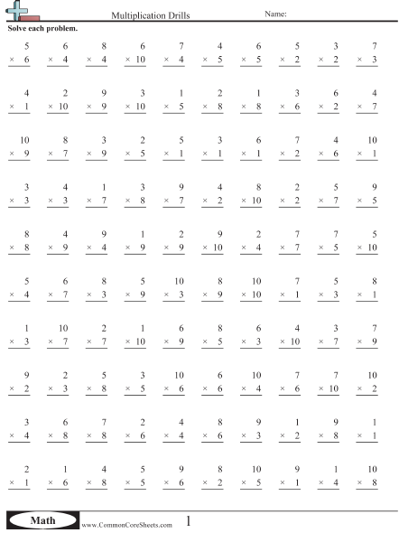 Multiplication Drill Worksheets Grade 4 599244