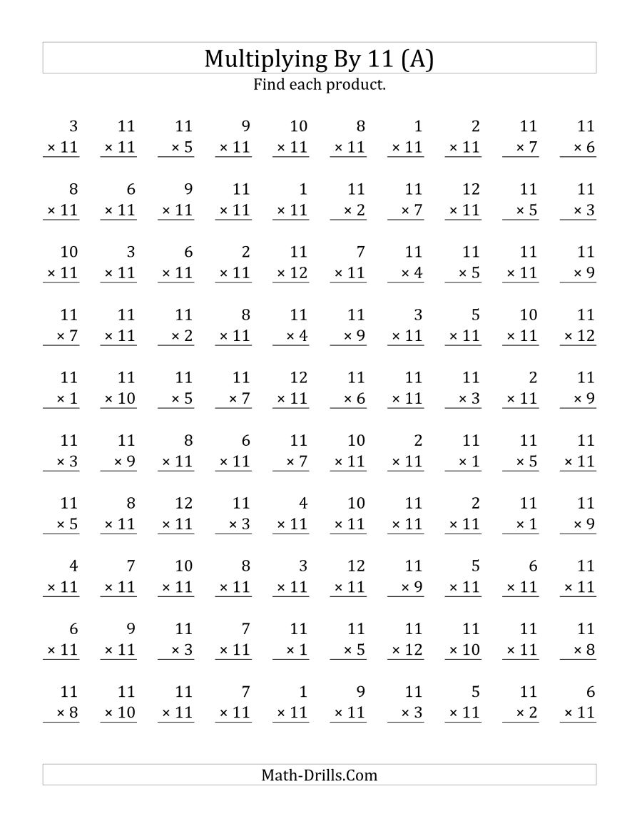 Multiplication Worksheets By 11  1282007