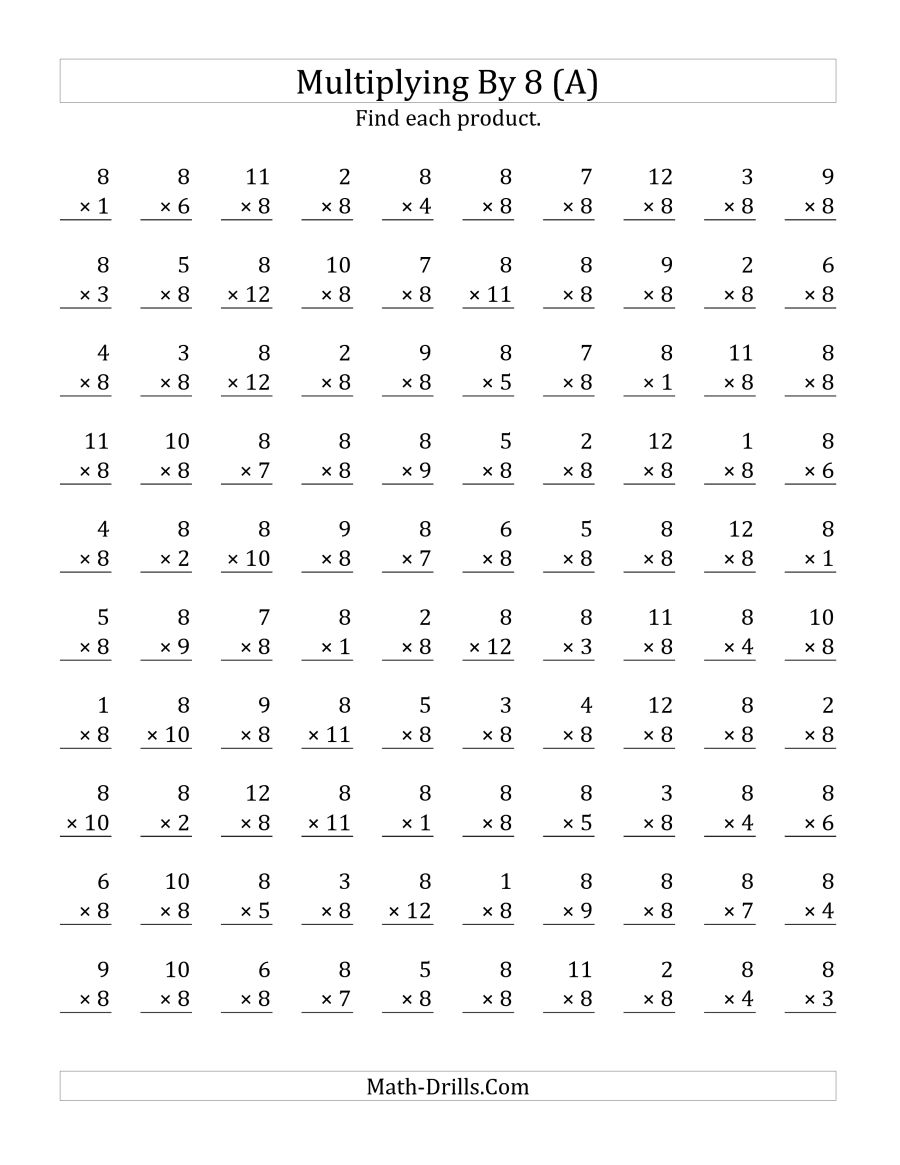 Multiplication Worksheets By 8 1042815