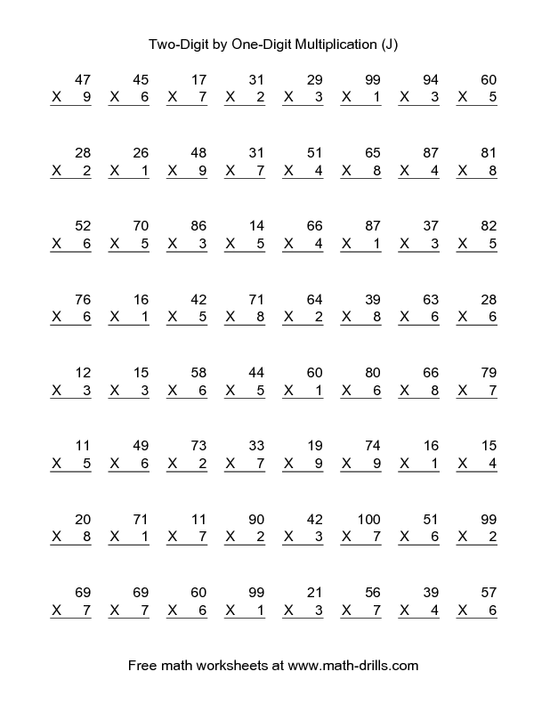 Single And Double Digit Multiplication Worksheets