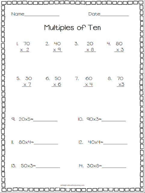 Multiplying Multiples Of 10 Worksheets Multiples Of 10 Worksheet